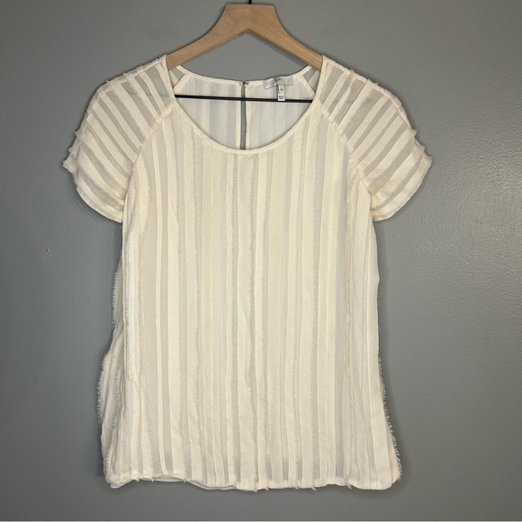Joie Tops - Joie 100% Silk Cream Pleated Blouse, Sz XS, Raw Edges, Lined Top